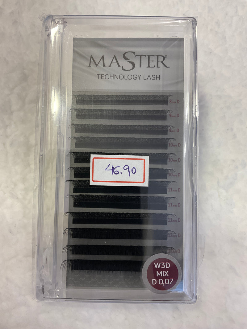 Cílios Master Technology Lash 3D curvatura D 0.07 MIX TAM 08 ao 13mm Original