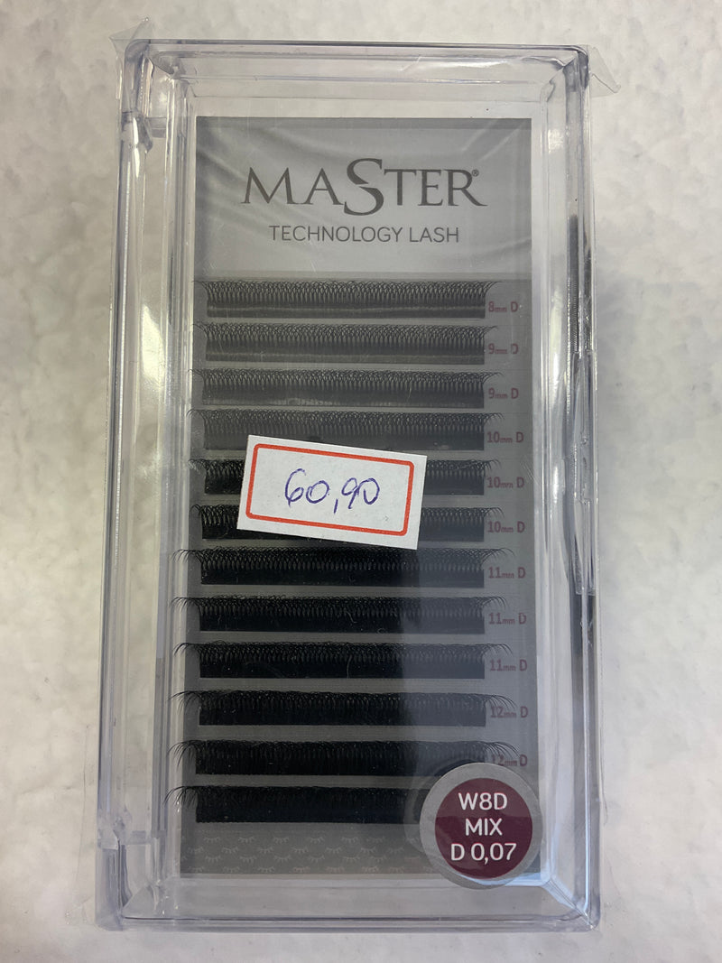 Cílios Master Technology Lash 8D curvatura D 0.07 MIX TAM 08 ao 13mm Original